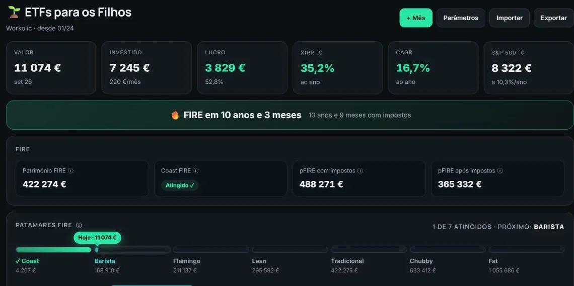 Calculadora FIRE com patamares